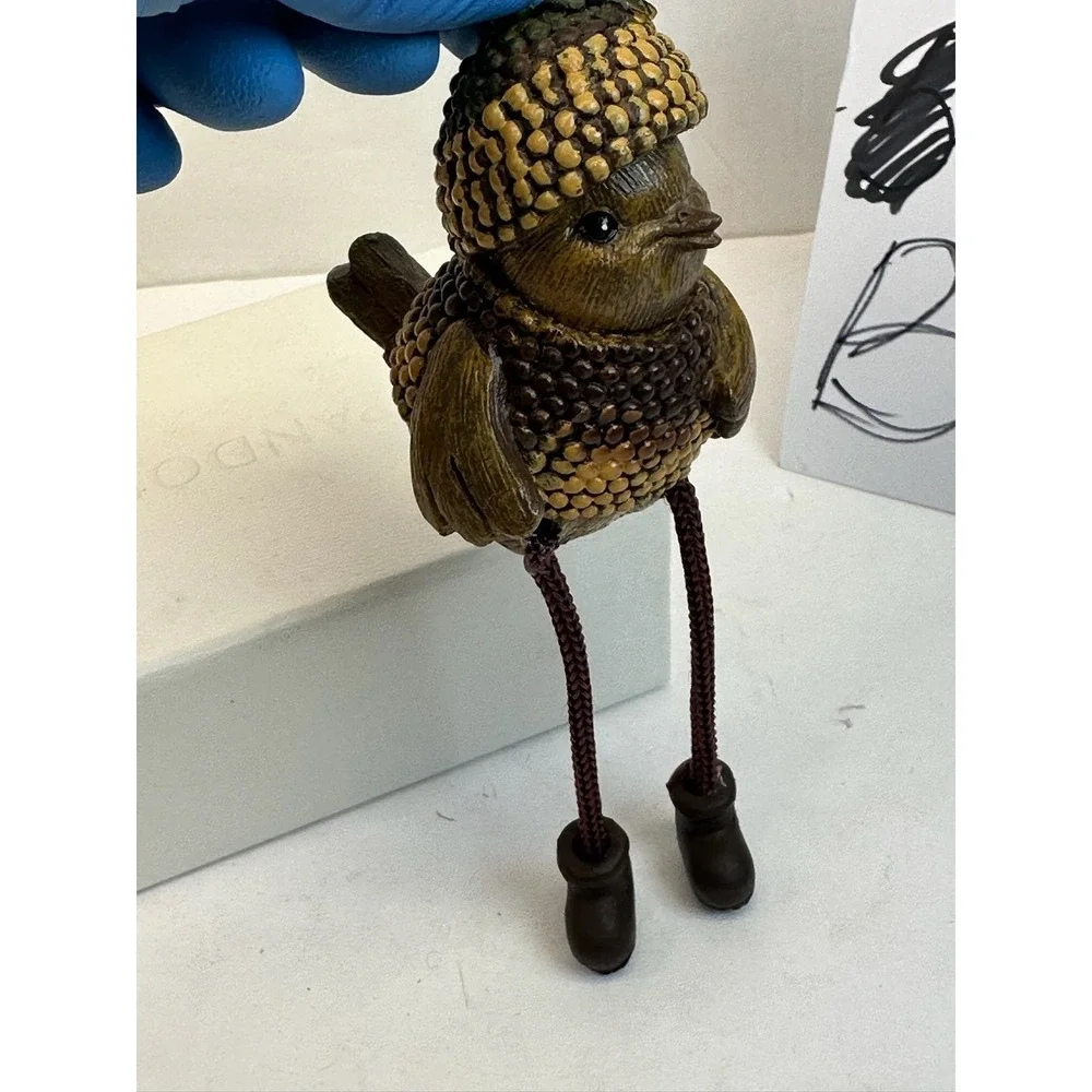 Whimsical Acorn Bird Shelf Sitter Figurine Dangling Legs Boots Decor B-7